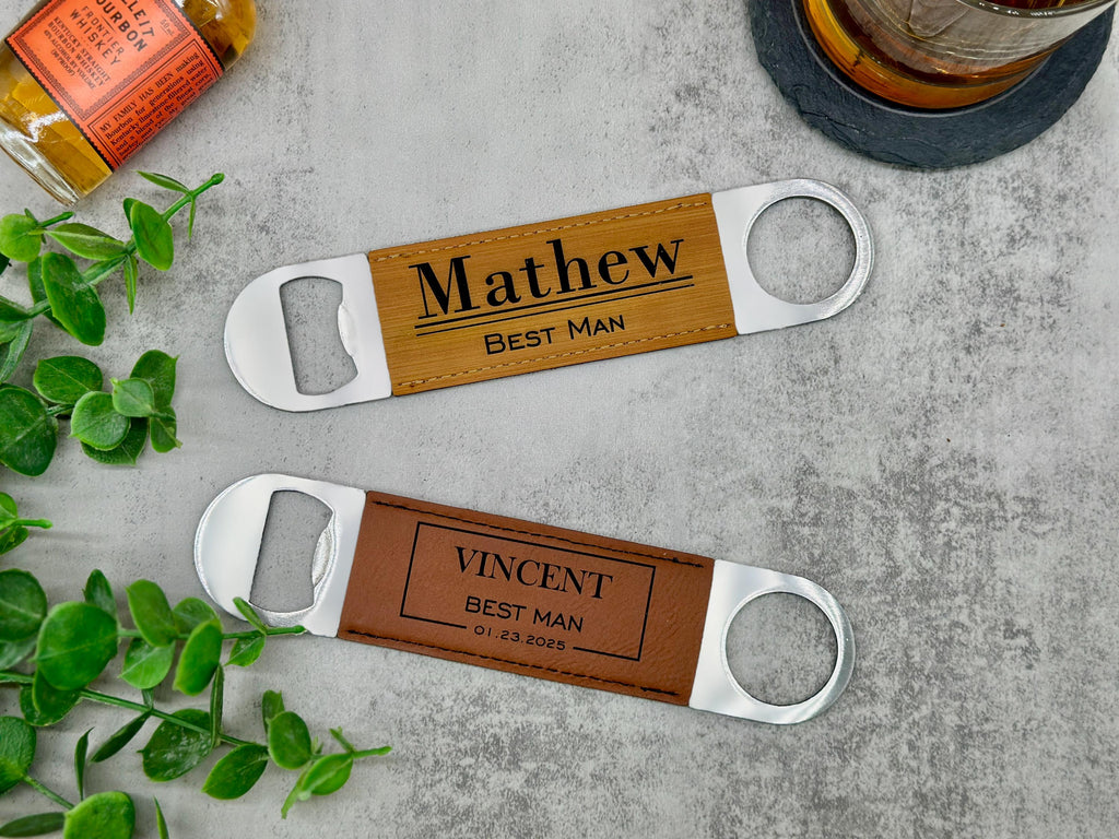 Personalized Bottle Opener for Groomsman Gifts, Engraved Long Bottle Opener for Best man, Ideal Crafted Gift for Wedding Party Favors