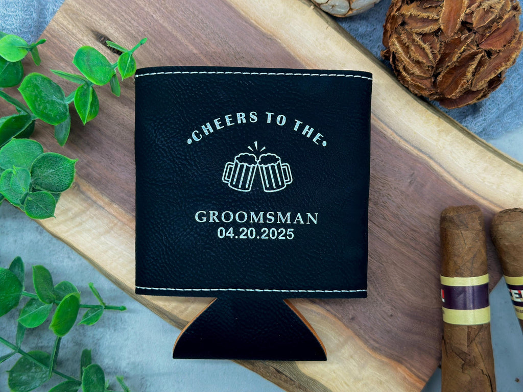Groomsmen Gifts Can Cooler Holder, Personalized Gift for Groomsmen, Best Man Gift, Engraved Can Cooler Gift for Wedding Favors Party Gifts