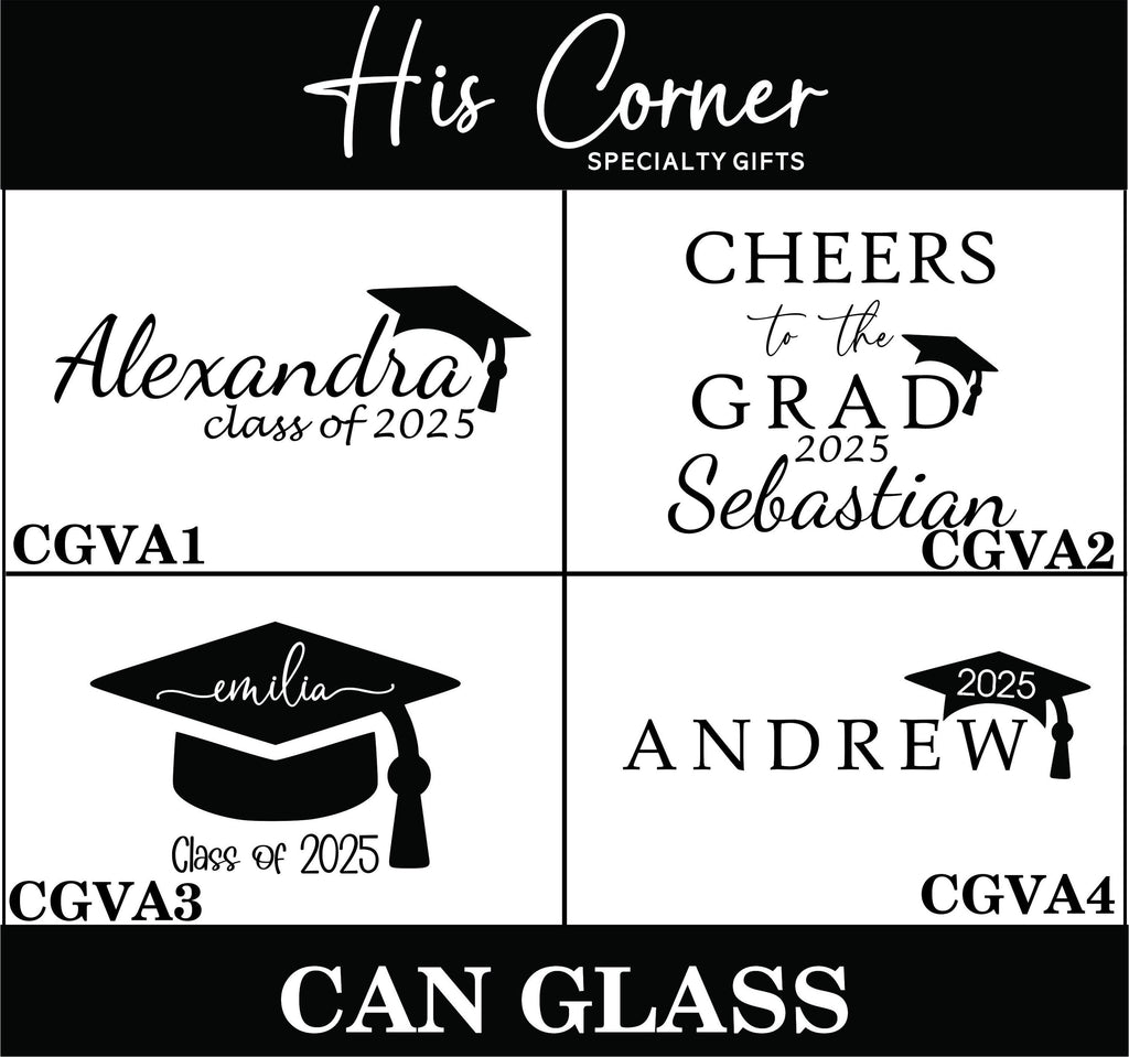 Custom Graduation Can Glass | Unique Graduation Gift | Class of 2025 | Graduation Party Favor | Personalized Can Glass | Gift for Him & Her
