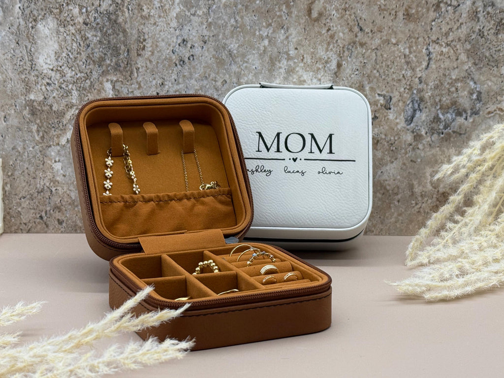 Mother's Day Personalized Jewelry Box - Jewelry Travel Case - Engraved Jewelry Organizer For Her - Gifts for Mom - Gifts for Grandma