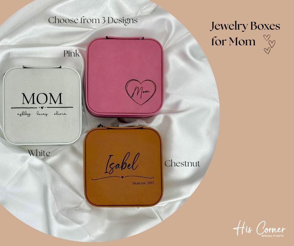 Mother's Day Personalized Jewelry Box - Jewelry Travel Case - Engraved Jewelry Organizer For Her - Gifts for Mom - Gifts for Grandma