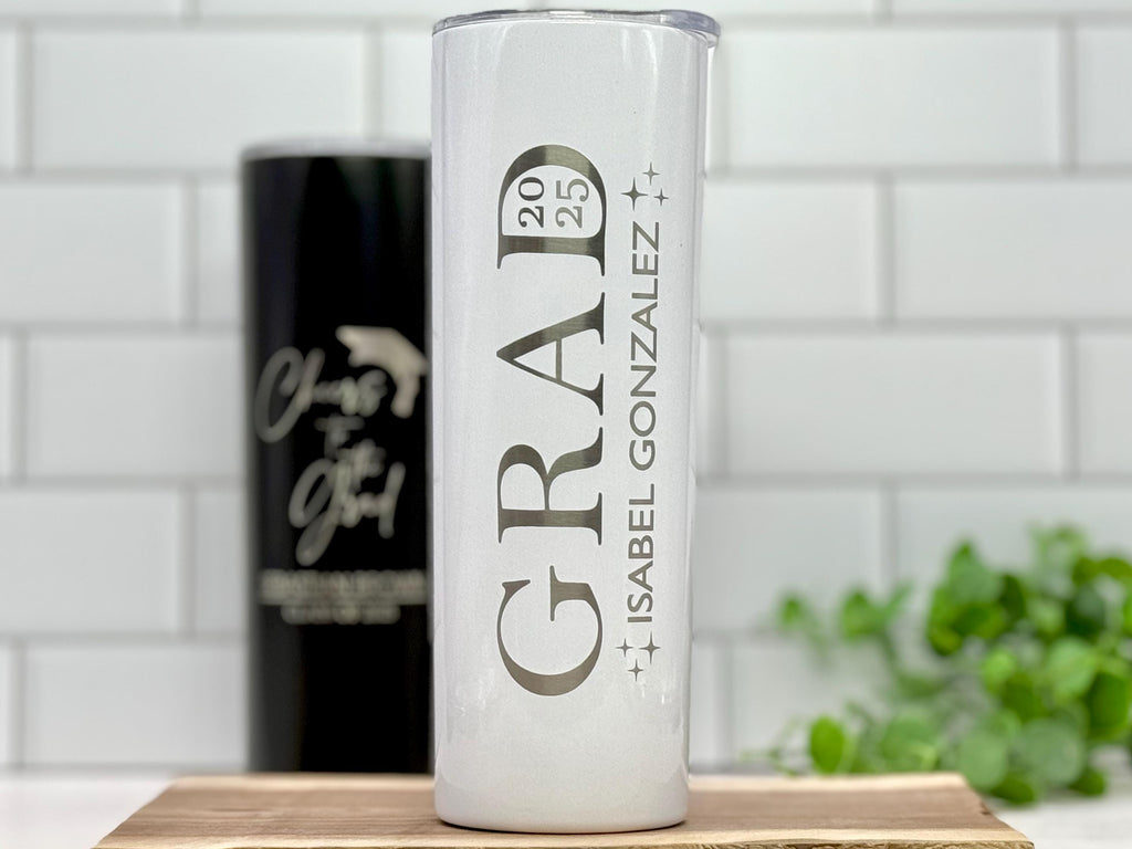 Graduation Tumbler 20oz | Custom Stainless Steel | Perfect Graduation Gift for Her/Him | Personalized Skinny Tumblers | Graduation Gift