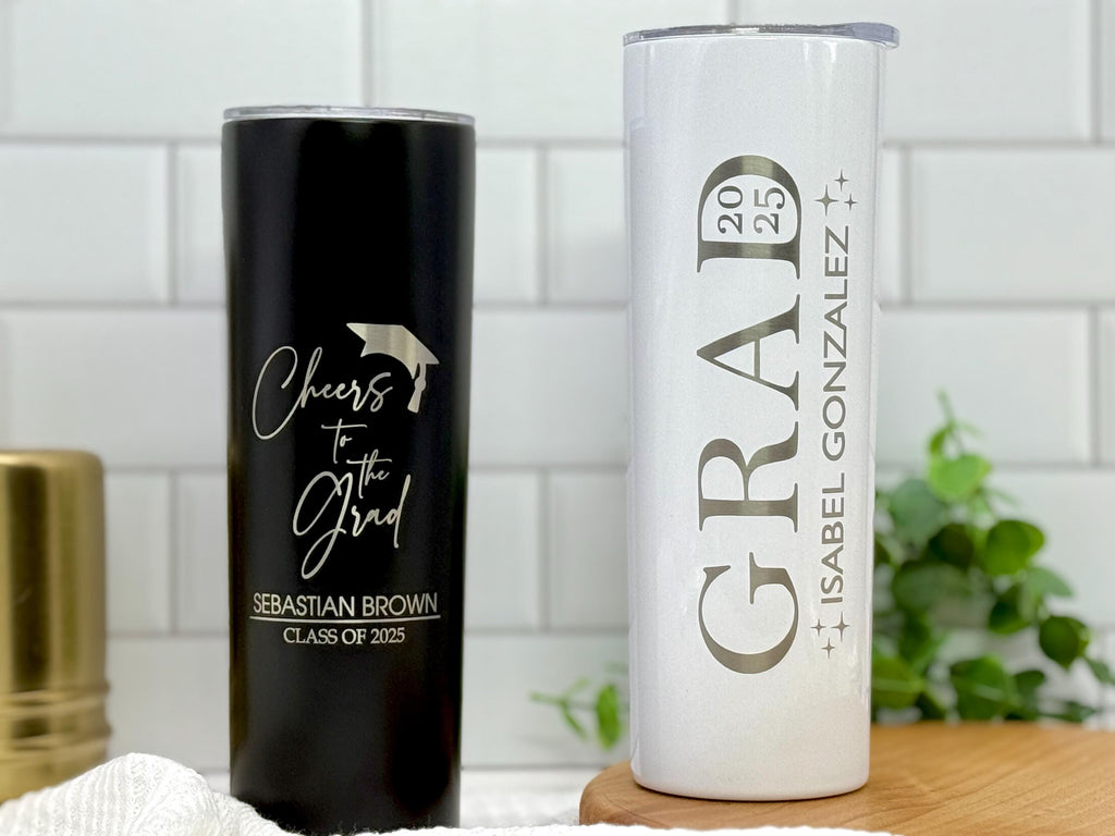 Graduation Tumbler 20oz | Custom Stainless Steel | Perfect Graduation Gift for Her/Him | Personalized Skinny Tumblers | Graduation Gift