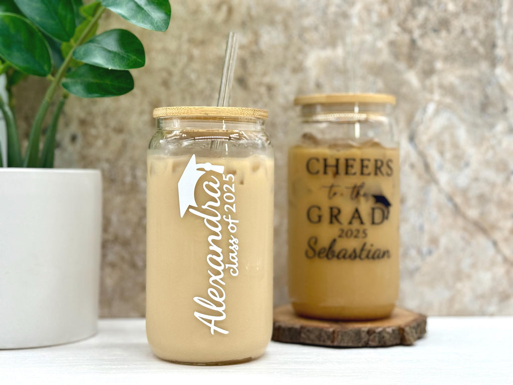 Custom Graduation Can Glass | Unique Graduation Gift | Class of 2025 | Graduation Party Favor | Personalized Can Glass | Gift for Him & Her