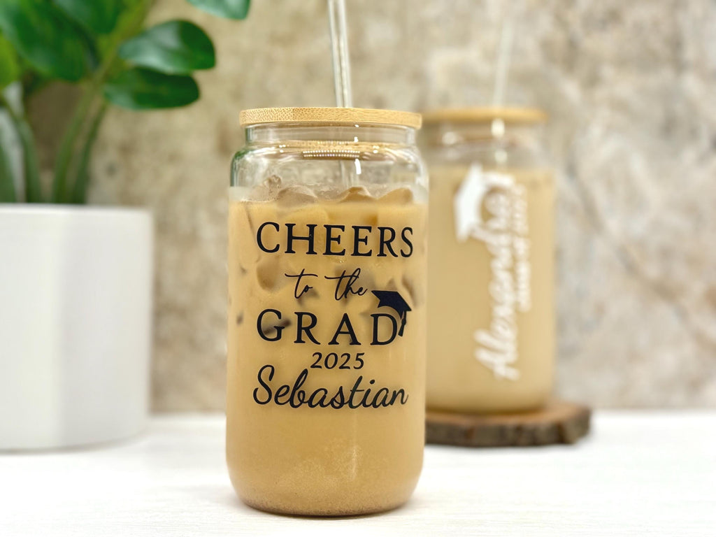 Custom Graduation Can Glass | Unique Graduation Gift | Class of 2025 | Graduation Party Favor | Personalized Can Glass | Gift for Him & Her
