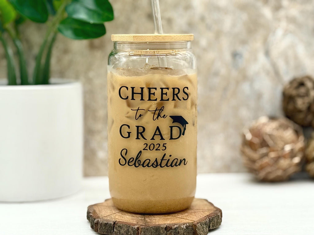 Custom Graduation Can Glass | Unique Graduation Gift | Class of 2025 | Graduation Party Favor | Personalized Can Glass | Gift for Him & Her