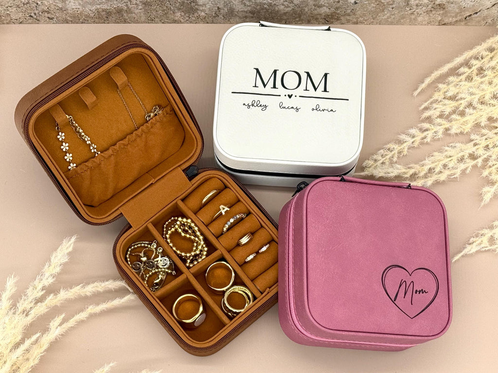 Mother's Day Personalized Jewelry Box - Jewelry Travel Case - Engraved Jewelry Organizer For Her - Gifts for Mom - Gifts for Grandma