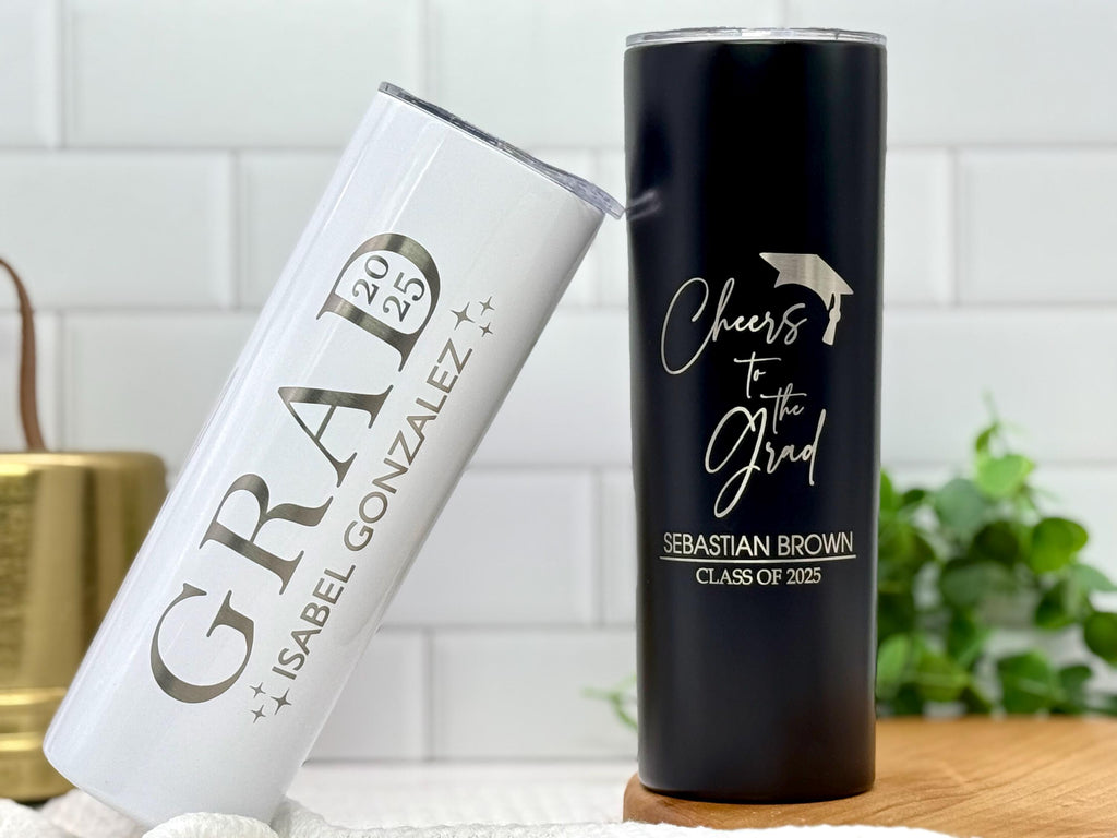 Graduation Tumbler 20oz | Custom Stainless Steel | Perfect Graduation Gift for Her/Him | Personalized Skinny Tumblers | Graduation Gift