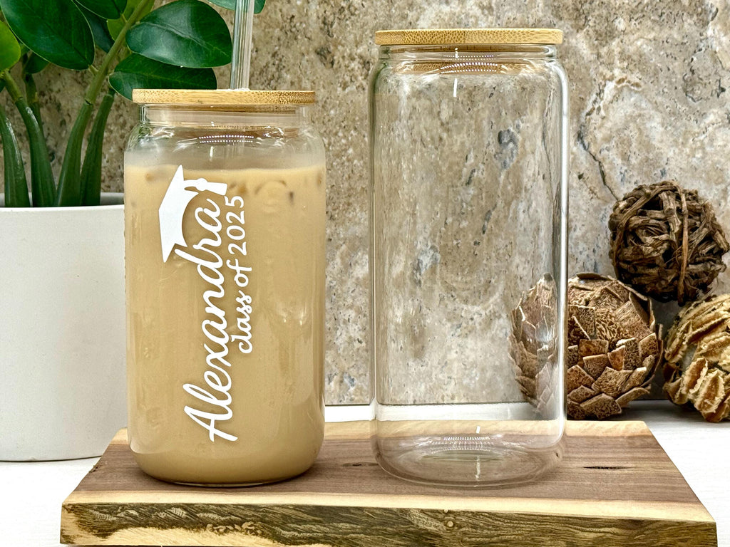 Custom Graduation Can Glass | Unique Graduation Gift | Class of 2025 | Graduation Party Favor | Personalized Can Glass | Gift for Him & Her
