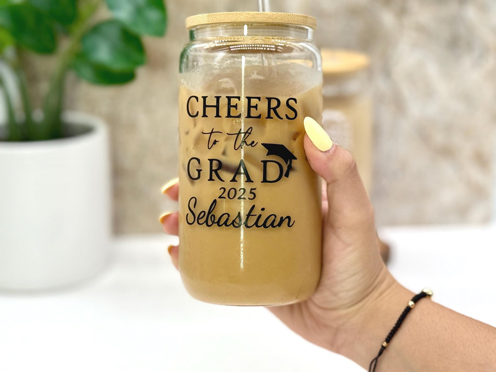 Custom Graduation Can Glass | Unique Graduation Gift | Class of 2025 | Graduation Party Favor | Personalized Can Glass | Gift for Him & Her