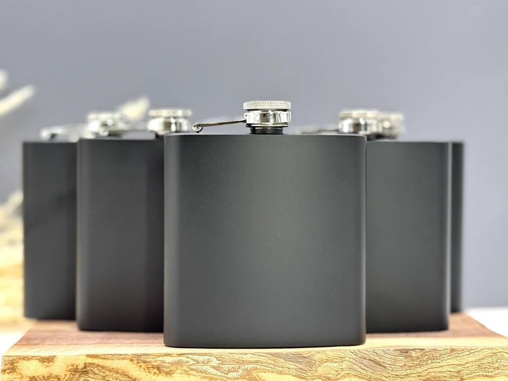 Black Flask for Dad – Custom Engraved – Father’s Day Gift – Black Stainless Steel – Personalized Dad Gift – Gift for Him