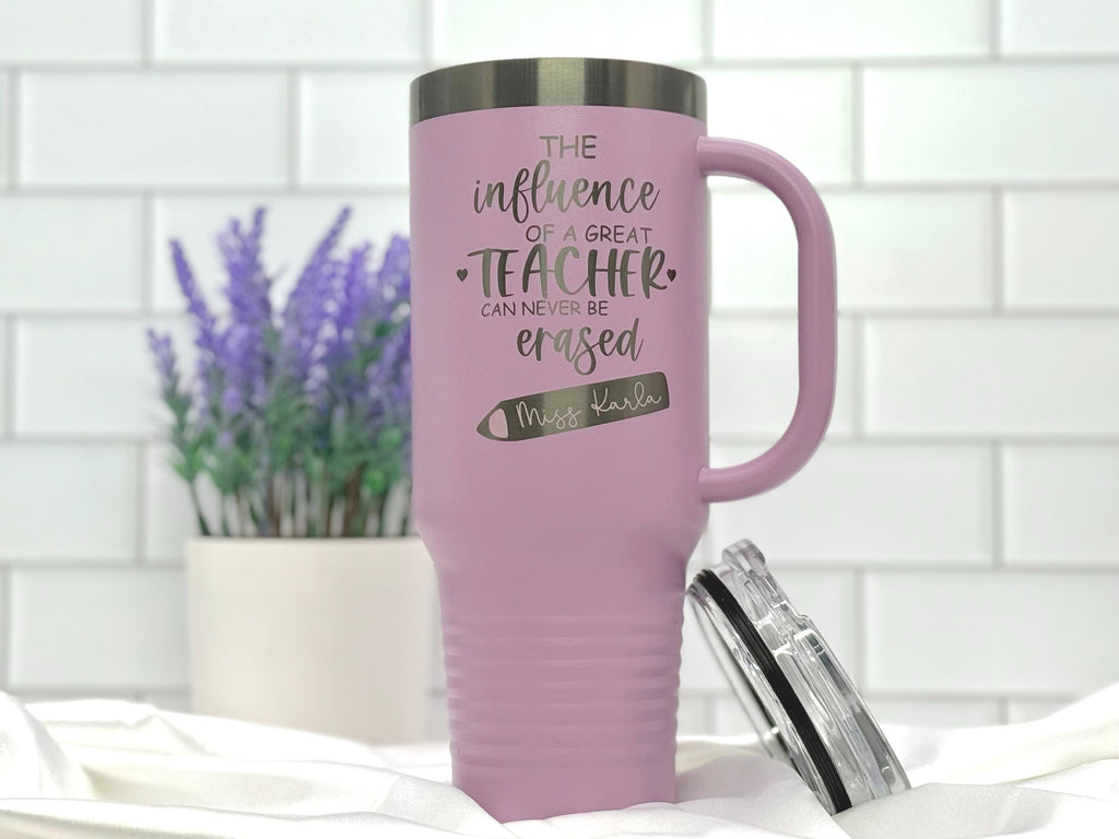 Personalized Teacher Tumbler – Custom Name Cup – Teacher Gift for Coffee Lovers – Large Travel Mug with Handle – Gift for Teacher