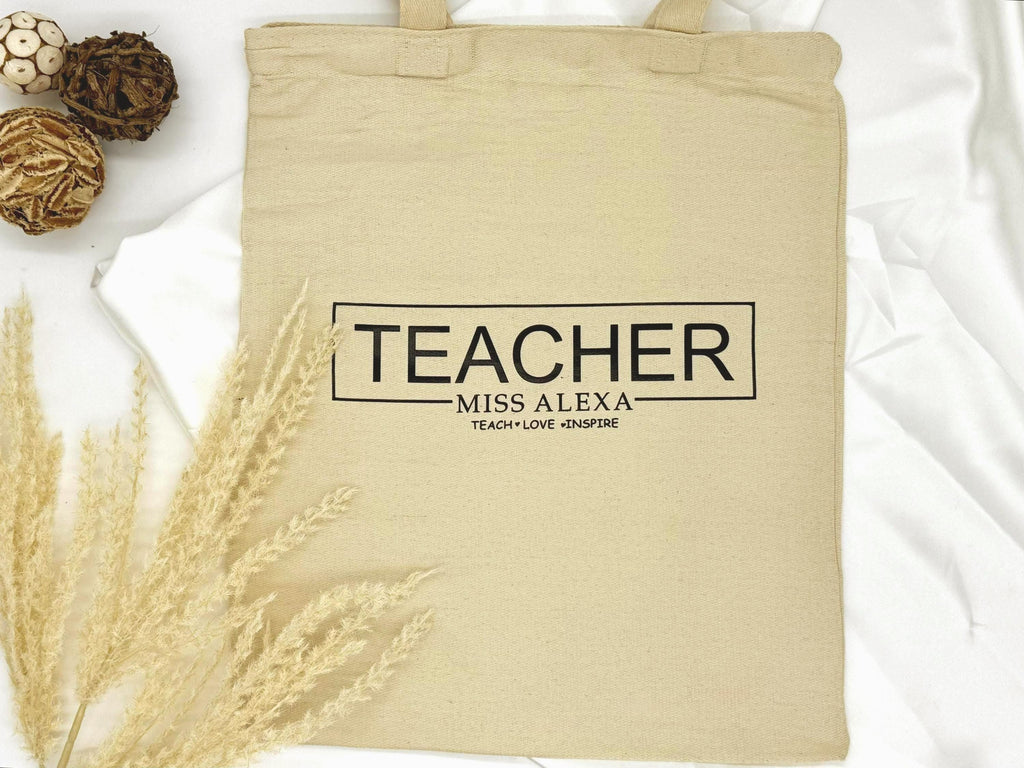Personalized Teacher Tote Bag – Custom Bag – Gift for Teacher – Teacher Appreciation Gift – Canvas Teacher Bag – Reusable Canvas Tote Bag