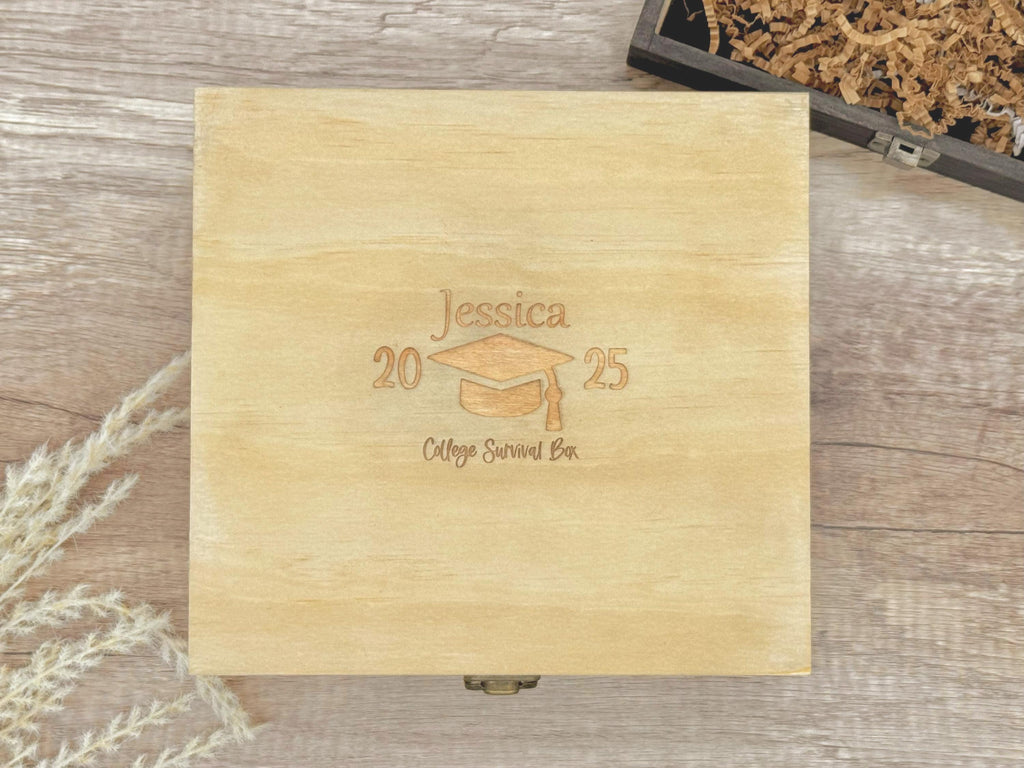 Personalized Graduation Keepsake Box – Custom Engraved Wooden Memory Box for 2025 Grad Gift – Engraved Wood Box – Gift for Class of 2025