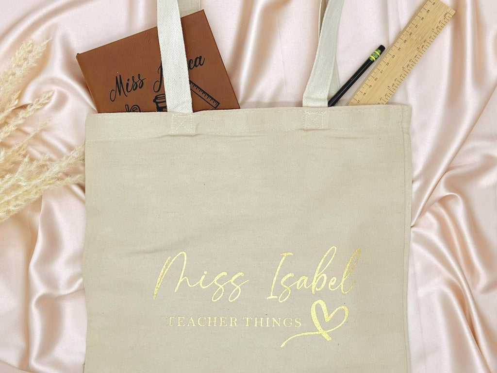 Personalized Teacher Tote Bag – Custom Bag – Gift for Teacher – Teacher Appreciation Gift – Canvas Teacher Bag – Reusable Canvas Tote Bag