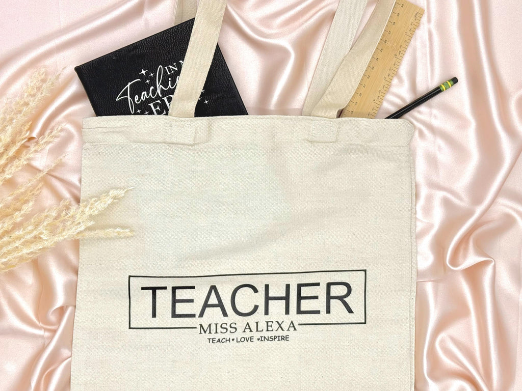 Personalized Teacher Tote Bag – Custom Bag – Gift for Teacher – Teacher Appreciation Gift – Canvas Teacher Bag – Reusable Canvas Tote Bag