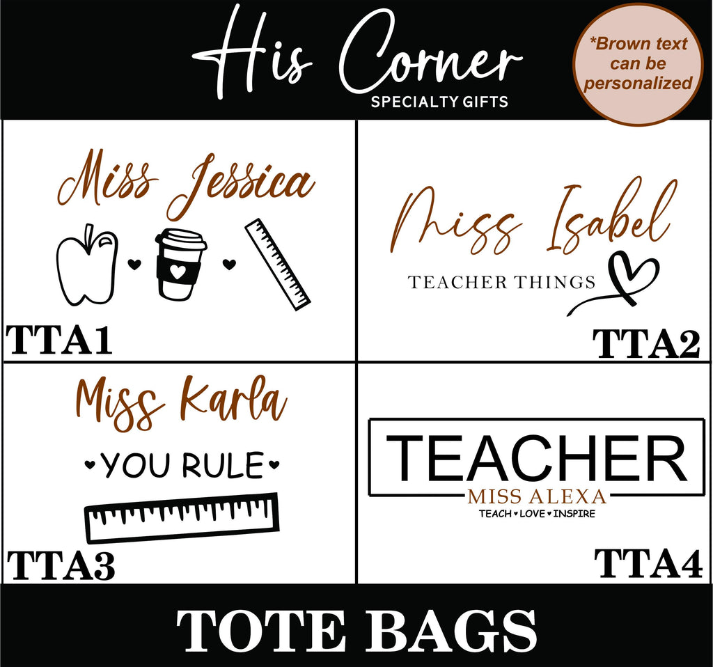Personalized Teacher Tote Bag – Custom Bag – Gift for Teacher – Teacher Appreciation Gift – Canvas Teacher Bag – Reusable Canvas Tote Bag