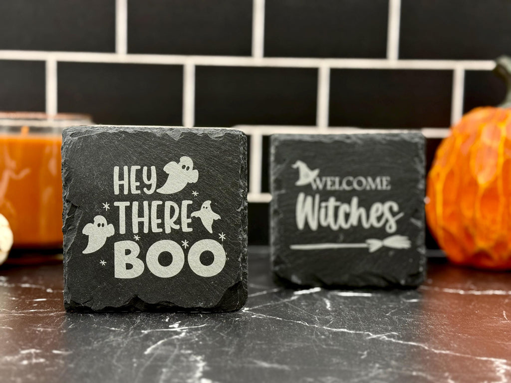 Halloween Coaster - Engraved Slate Coaster - Halloween Barware - Halloween Drinkware - Personalized Gifts - Halloween Kitchen Decor