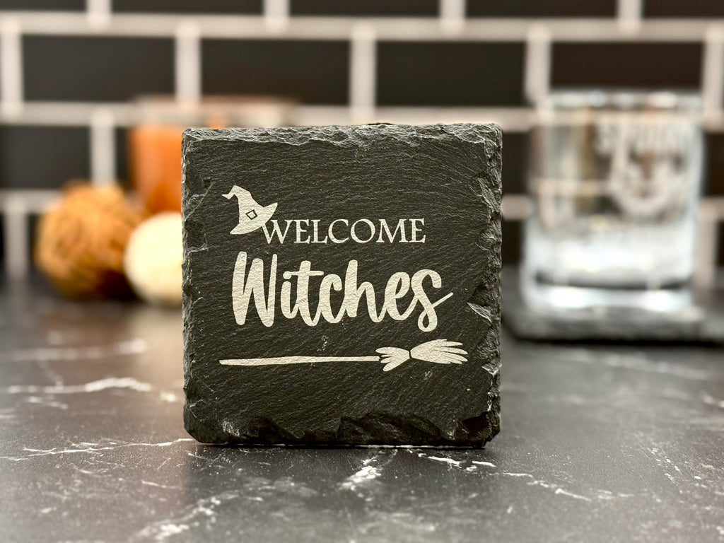 Halloween Coaster - Engraved Slate Coaster - Halloween Barware - Halloween Drinkware - Personalized Gifts - Halloween Kitchen Decor
