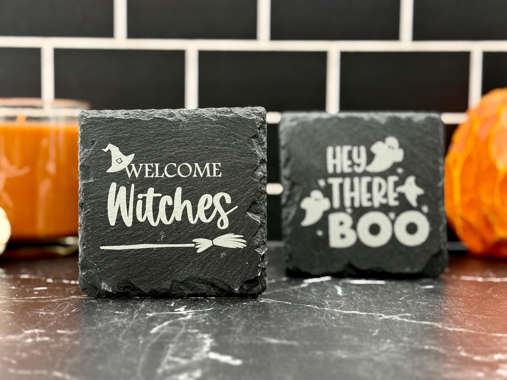 Halloween Coaster - Engraved Slate Coaster - Halloween Barware - Halloween Drinkware - Personalized Gifts - Halloween Kitchen Decor