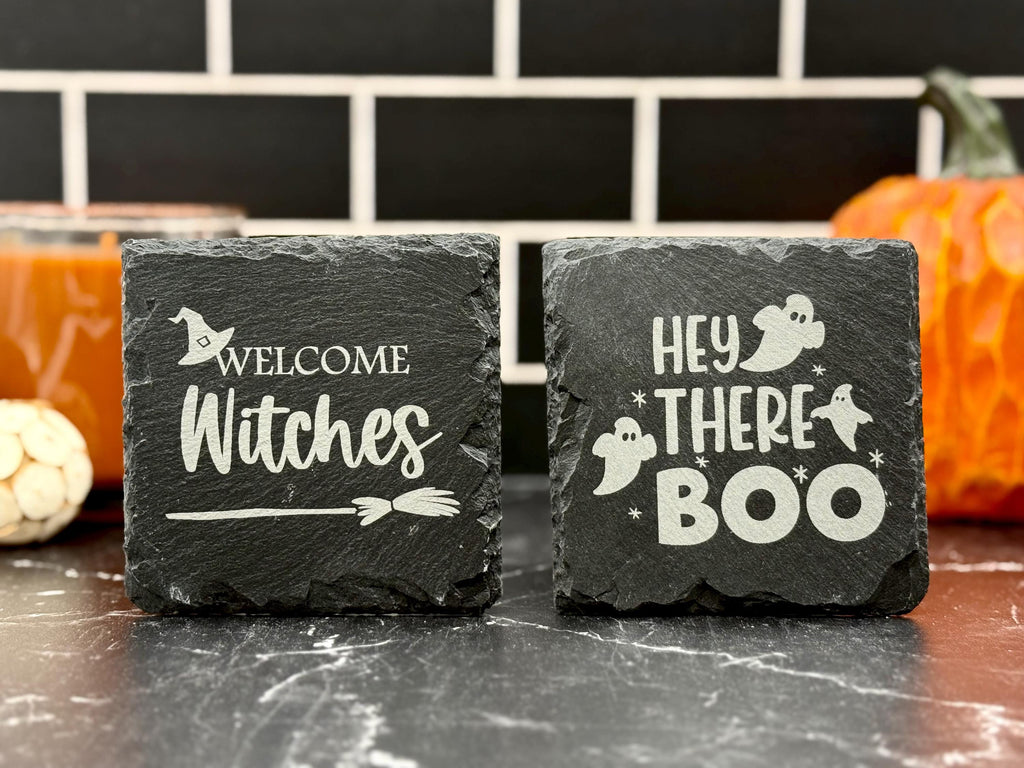 Halloween Coaster - Engraved Slate Coaster - Halloween Barware - Halloween Drinkware - Personalized Gifts - Halloween Kitchen Decor