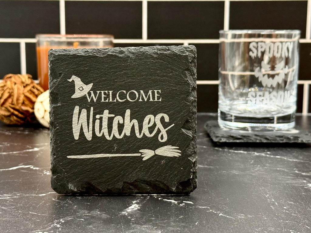 Halloween Coaster - Engraved Slate Coaster - Halloween Barware - Halloween Drinkware - Personalized Gifts - Halloween Kitchen Decor