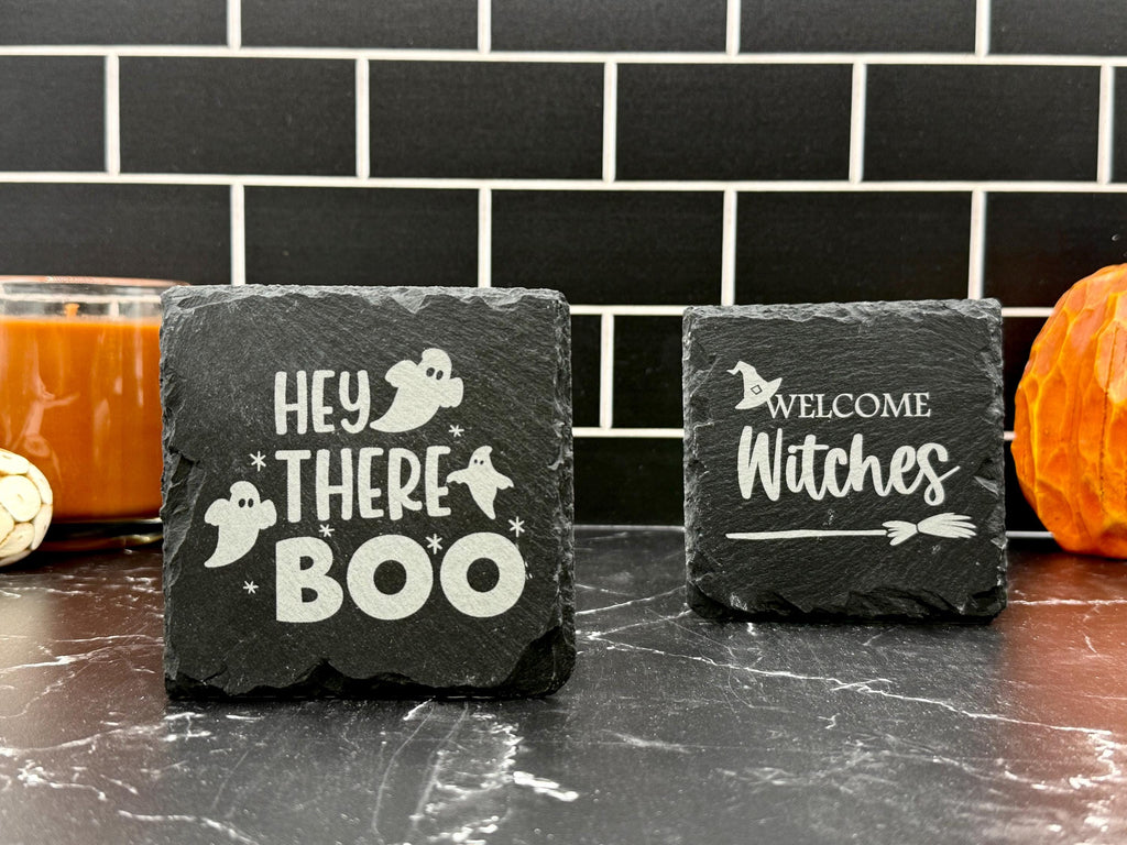 Halloween Coaster - Engraved Slate Coaster - Halloween Barware - Halloween Drinkware - Personalized Gifts - Halloween Kitchen Decor