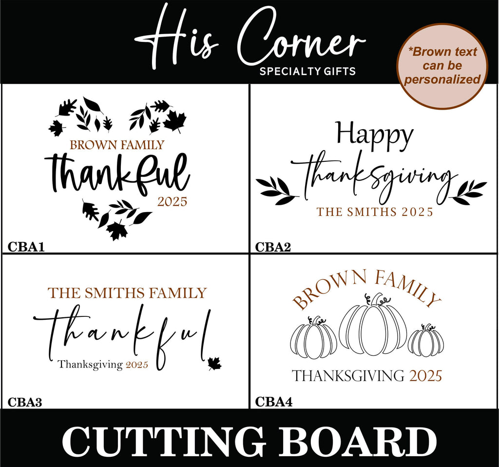 Personalized Thanksgiving Cutting Board - Holiday Cutting Board - Personalized Holiday Gifts - Seasonal Decor Gift - Engraved Gifts