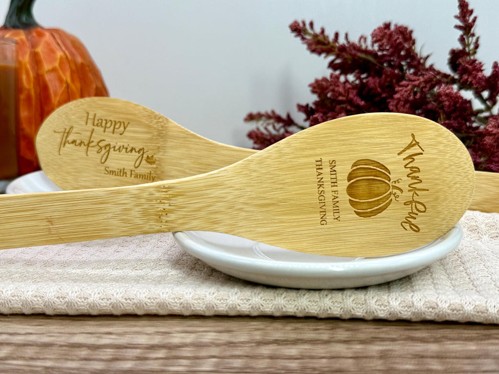 Personalized Thanksgiving Bamboo Spoon - Thanksgiving Kitchen Spoon - Engraved Bamboo Spoon - Fall Decor - Holiday Gifts - Fall Kitchen