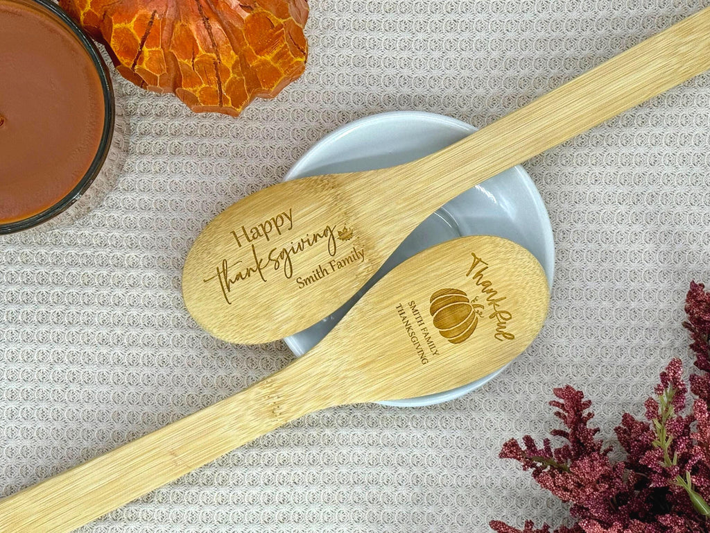Personalized Thanksgiving Bamboo Spoon - Thanksgiving Kitchen Spoon - Engraved Bamboo Spoon - Fall Decor - Holiday Gifts - Fall Kitchen