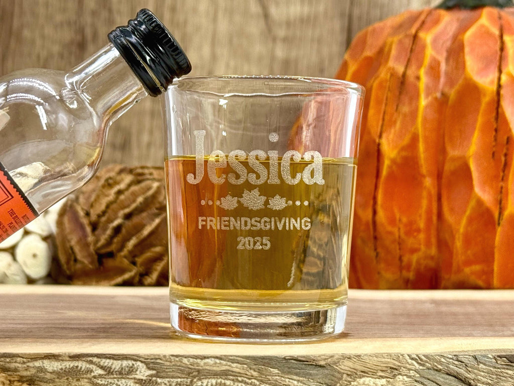 Personalized Friendsgiving Shot Glasses - Thanksgiving Shots - Personalized Gifts - Holiday Gift - Engraved Shot Glasses - Holiday Drinkware