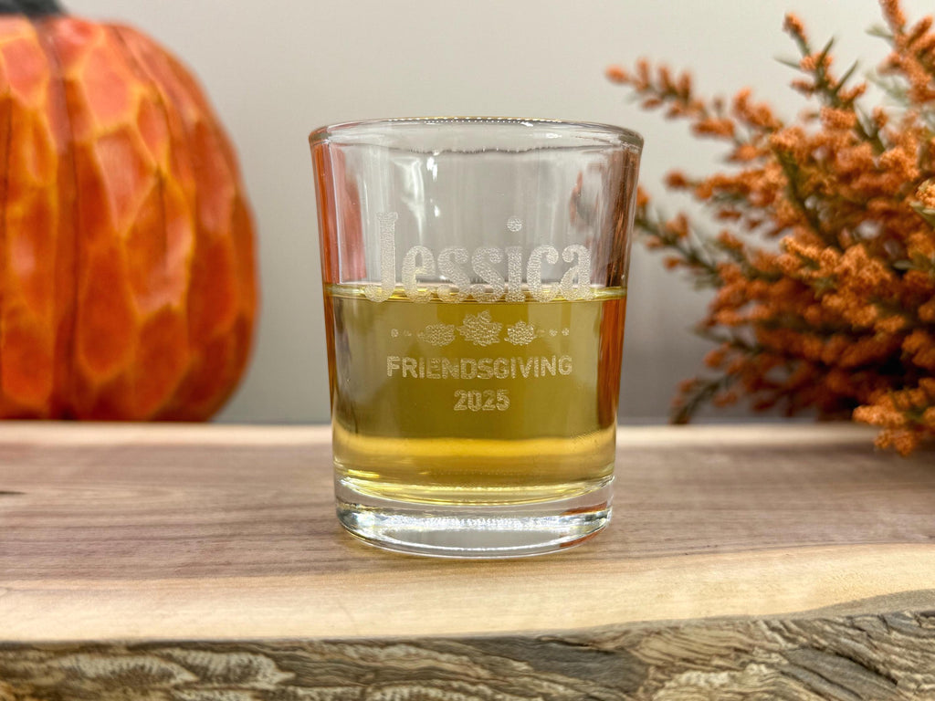 Personalized Friendsgiving Shot Glasses - Thanksgiving Shots - Personalized Gifts - Holiday Gift - Engraved Shot Glasses - Holiday Drinkware
