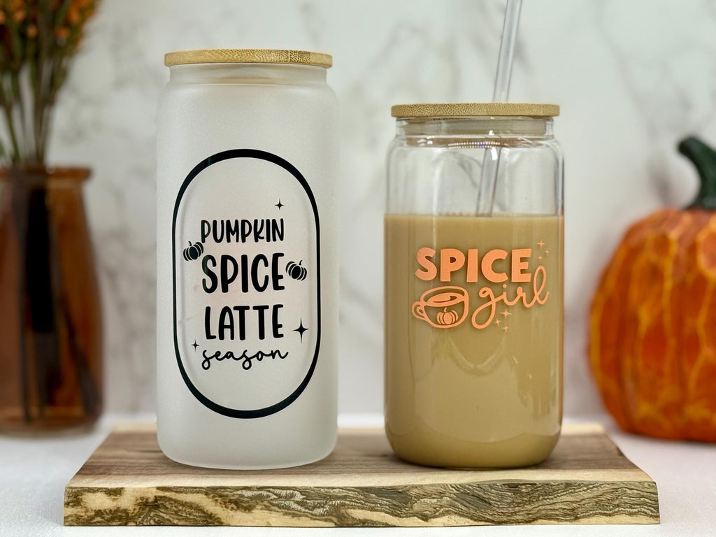 Pumpkin Spice Coffee Can Glass - Fall Can Glass - Personalized Thanksgiving Iced Coffee Can Glass - Holiday Gifts - Personalized Gifts