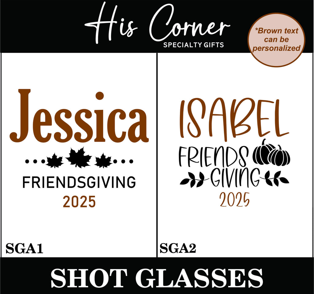 Personalized Friendsgiving Shot Glasses - Thanksgiving Shots - Personalized Gifts - Holiday Gift - Engraved Shot Glasses - Holiday Drinkware