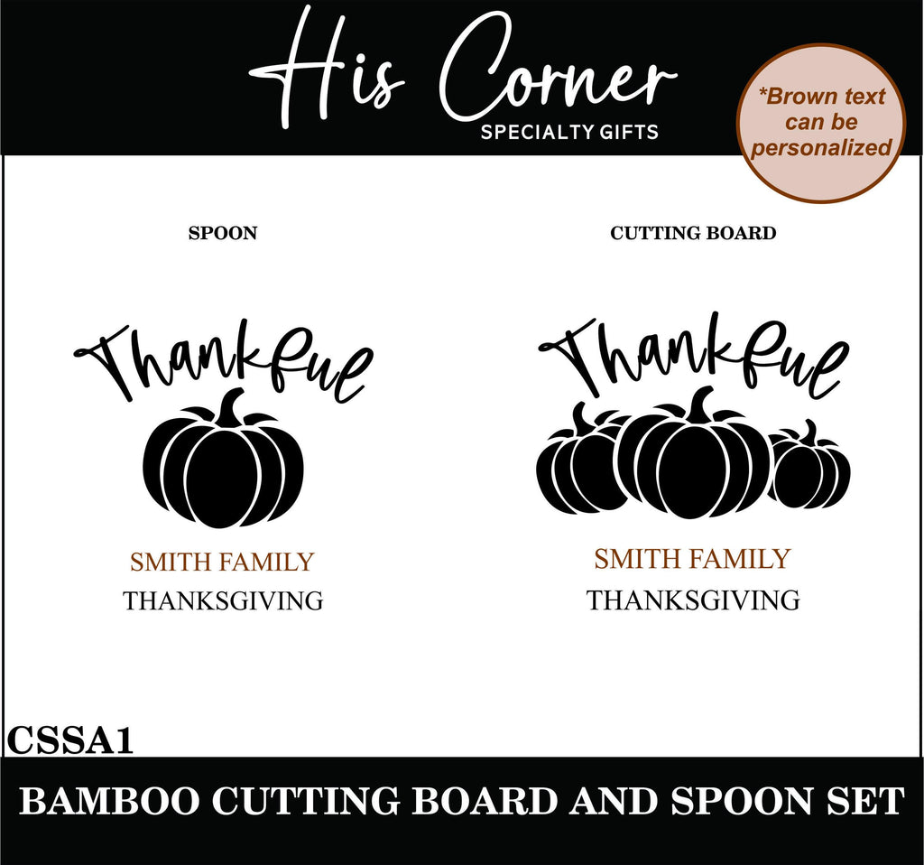 Personalized Thanksgiving Cutting Board & Spoon Set - Bamboo Cutting Board and Spoon - Thanksgiving Gifts - Holiday Gifts - Fall Decor