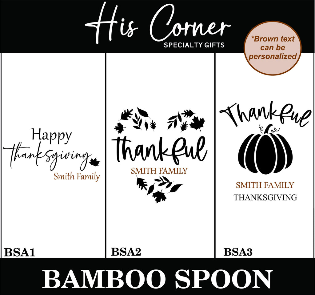 Personalized Thanksgiving Bamboo Spoon - Thanksgiving Kitchen Spoon - Engraved Bamboo Spoon - Fall Decor - Holiday Gifts - Fall Kitchen