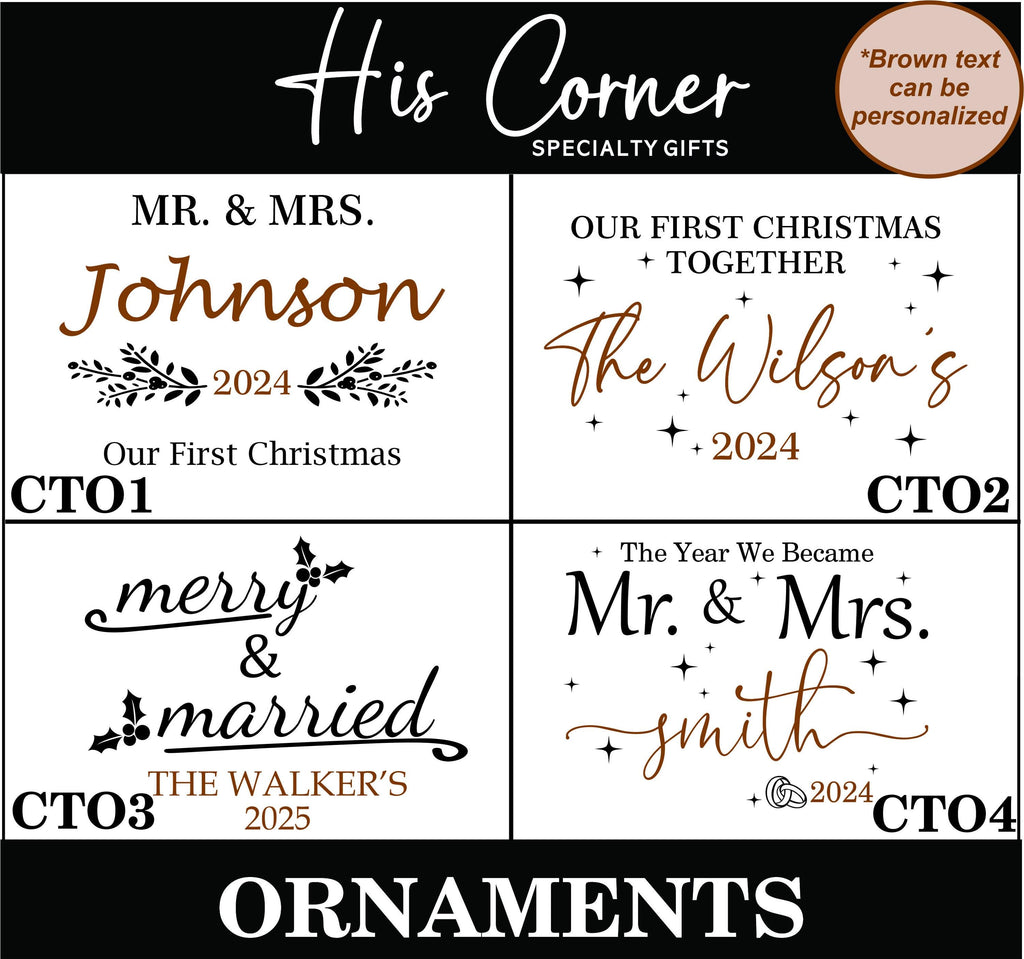 Personalized First Christmas Ornament for Married Couple, Custom Glass Ornament with Gift Box, Newlywed Holiday Keepsake for 2025