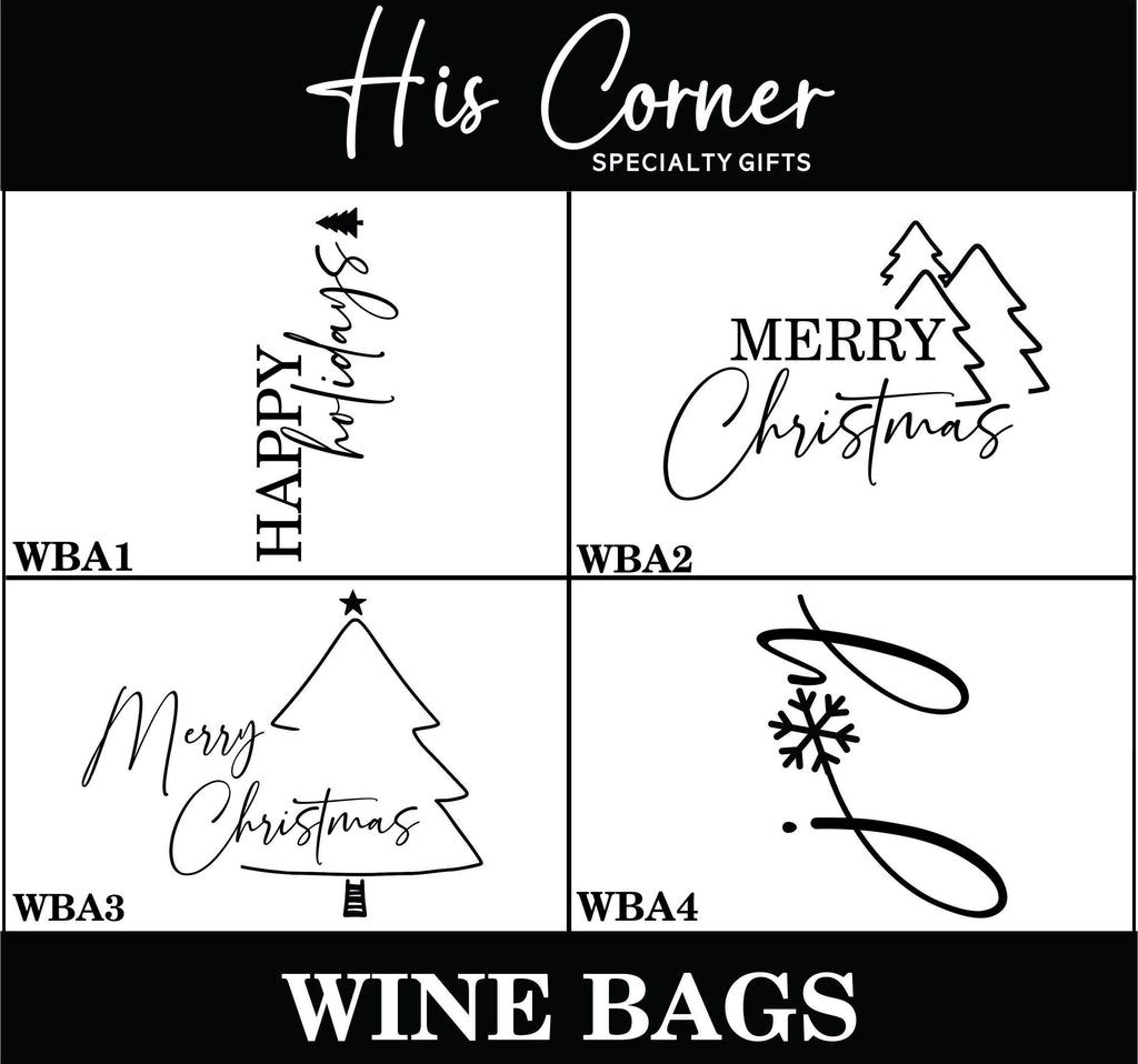 Personalized Christmas Wine Bag, Custom Holiday Gift Bag for Wine Bottles, Reusable Burlap Wine Sack for Hostess or Secret Santa