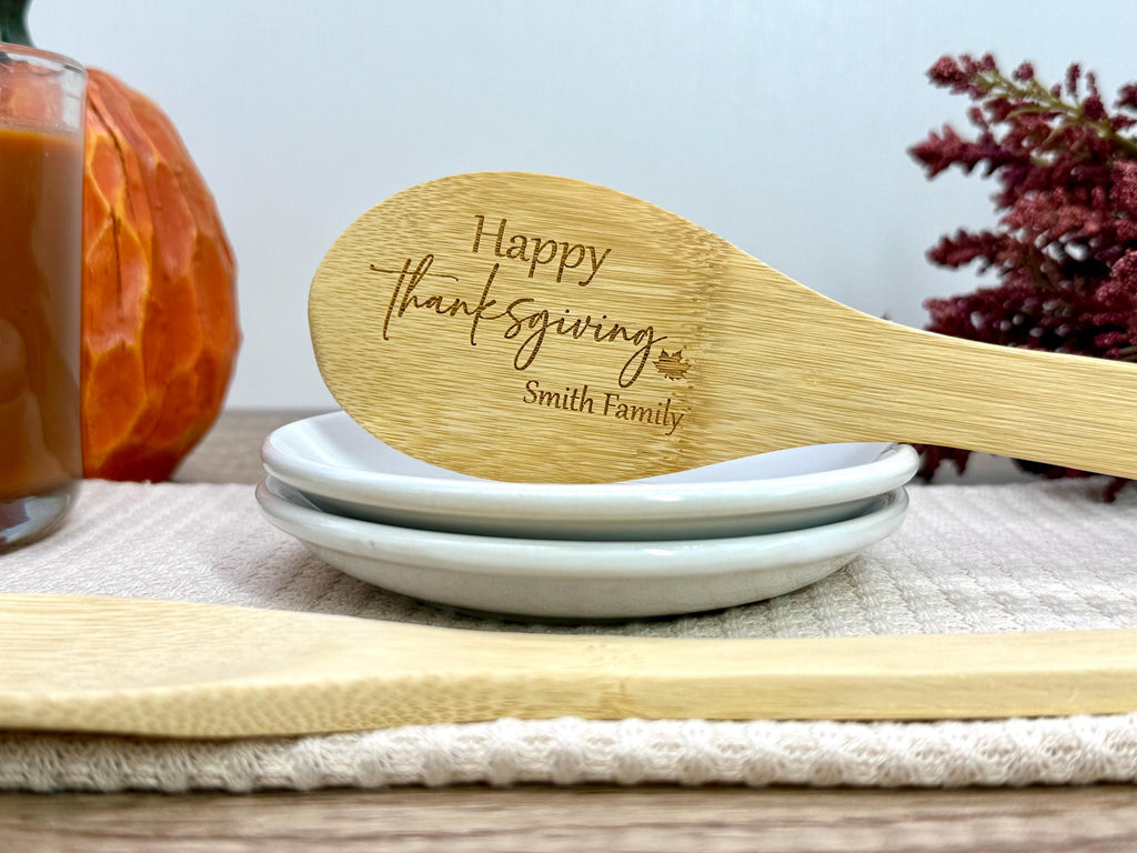 Personalized Thanksgiving Bamboo Spoon - Thanksgiving Kitchen Spoon - Engraved Bamboo Spoon - Fall Decor - Holiday Gifts - Fall Kitchen
