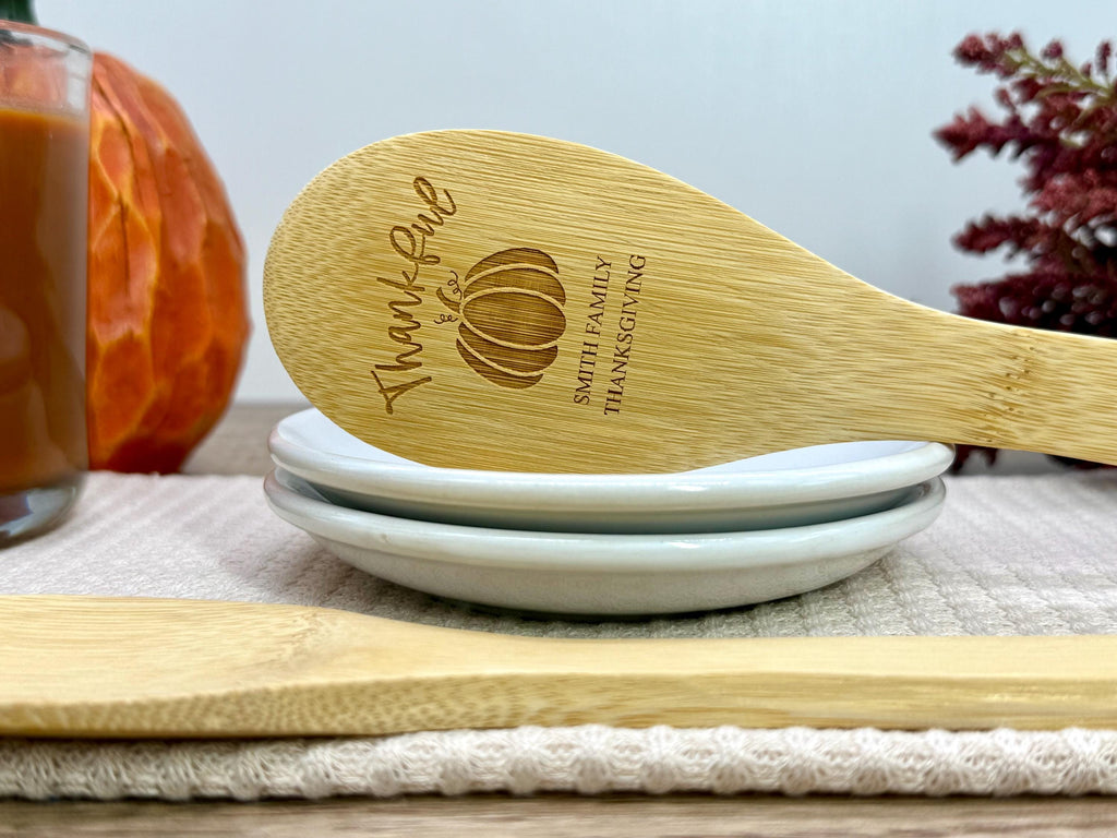 Personalized Thanksgiving Bamboo Spoon - Thanksgiving Kitchen Spoon - Engraved Bamboo Spoon - Fall Decor - Holiday Gifts - Fall Kitchen