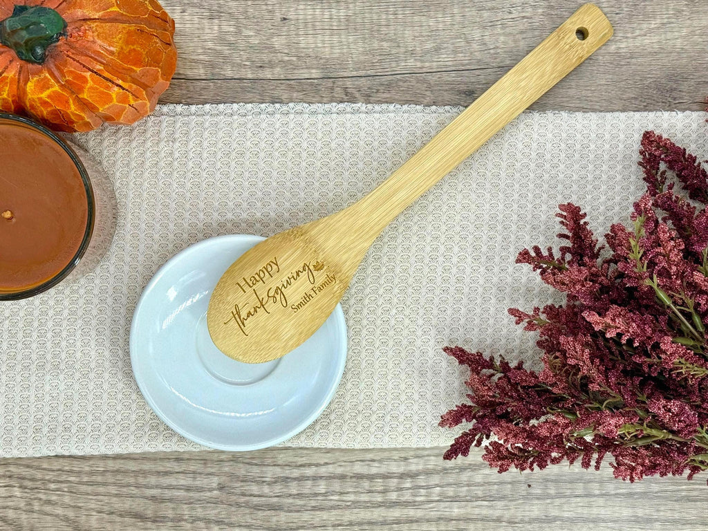 Personalized Thanksgiving Bamboo Spoon - Thanksgiving Kitchen Spoon - Engraved Bamboo Spoon - Fall Decor - Holiday Gifts - Fall Kitchen