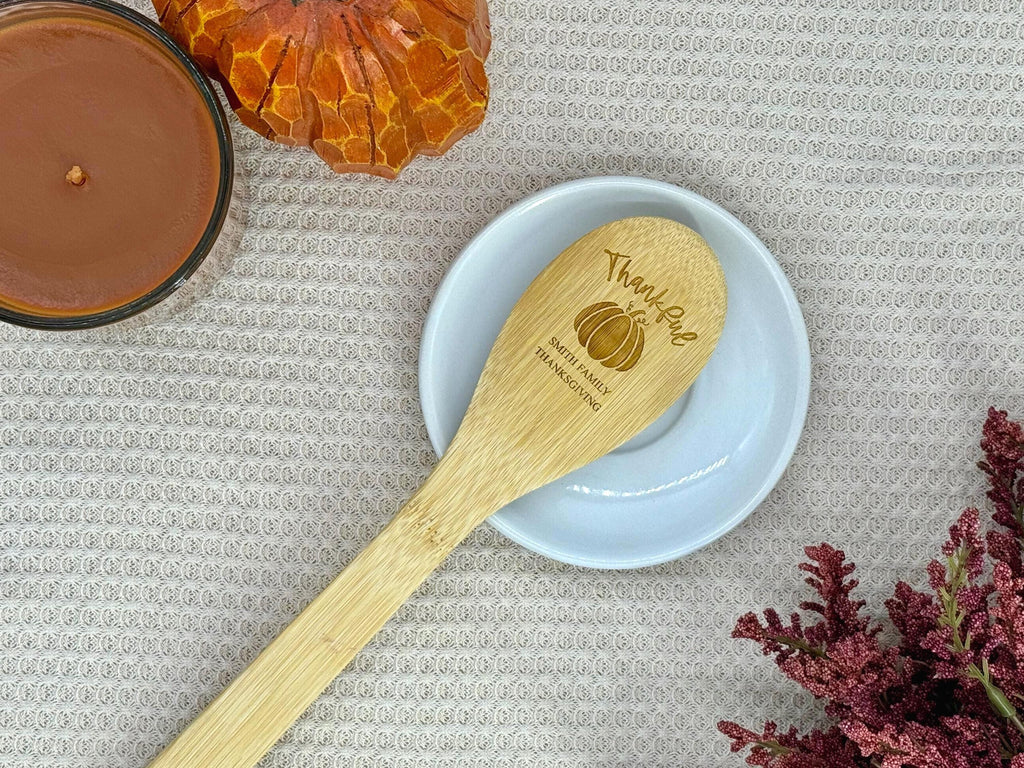 Personalized Thanksgiving Bamboo Spoon - Thanksgiving Kitchen Spoon - Engraved Bamboo Spoon - Fall Decor - Holiday Gifts - Fall Kitchen