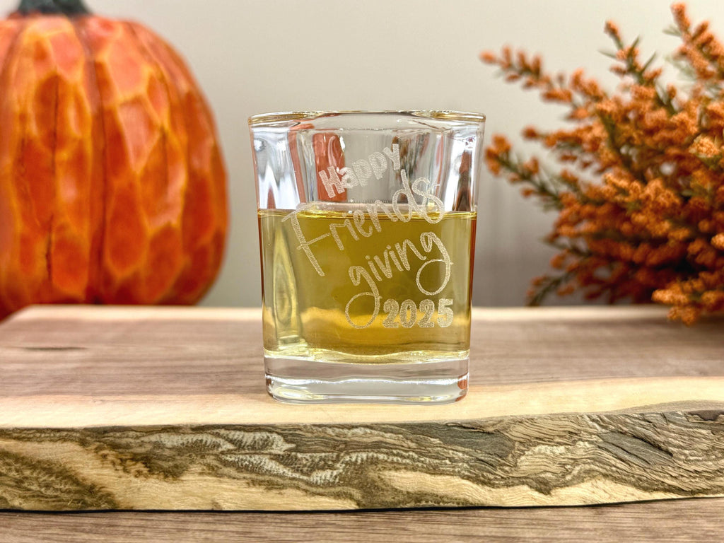Friendsgiving Shot Glasses - Thanksgiving Shot Glasses - Personalized Gifts - Holiday Gifts - Engraved Shot Glasses - Holiday Drinkware