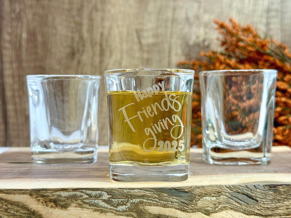 Friendsgiving Shot Glasses - Thanksgiving Shot Glasses - Personalized Gifts - Holiday Gifts - Engraved Shot Glasses - Holiday Drinkware
