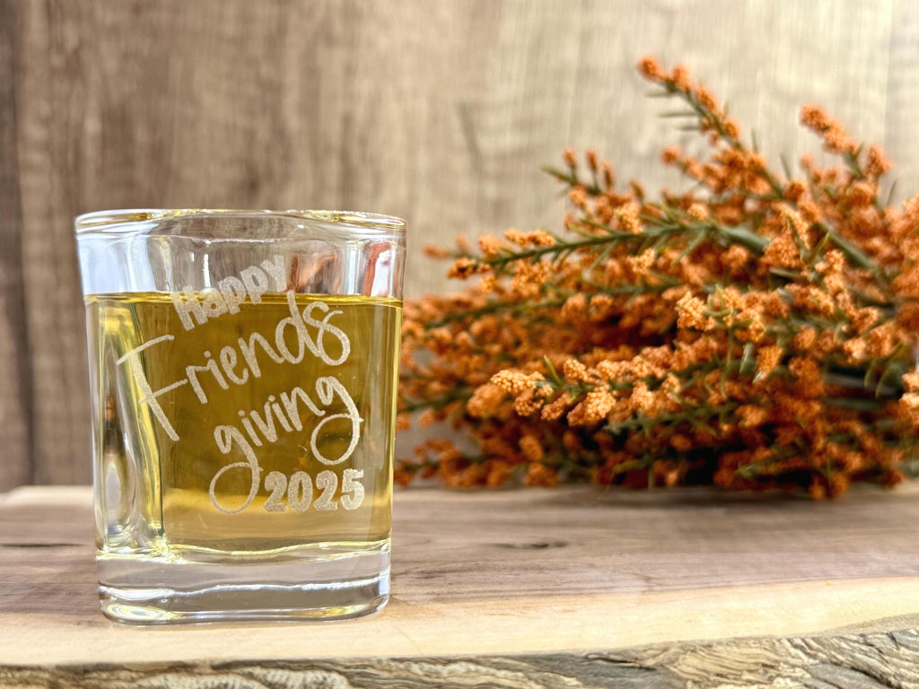 Friendsgiving Shot Glasses - Thanksgiving Shot Glasses - Personalized Gifts - Holiday Gifts - Engraved Shot Glasses - Holiday Drinkware