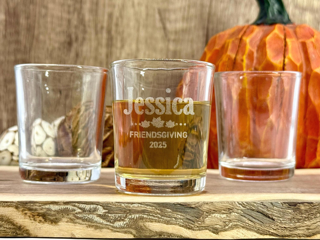 Personalized Friendsgiving Shot Glasses - Thanksgiving Shots - Personalized Gifts - Holiday Gift - Engraved Shot Glasses - Holiday Drinkware