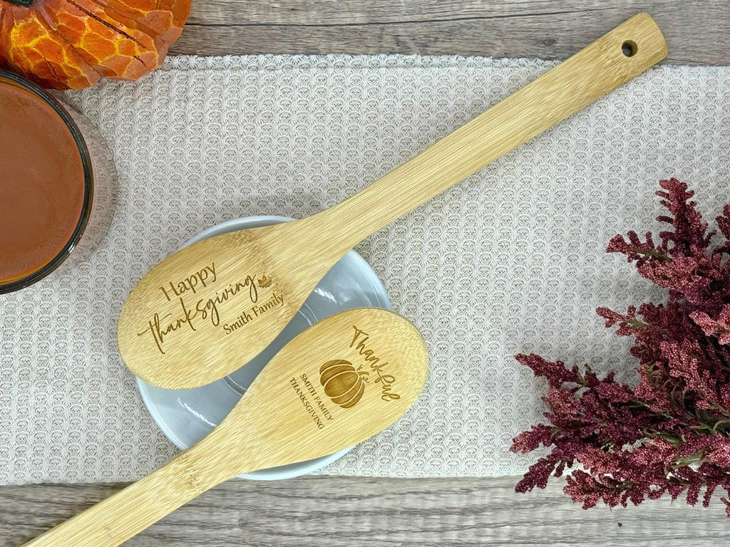 Personalized Thanksgiving Bamboo Spoon - Thanksgiving Kitchen Spoon - Engraved Bamboo Spoon - Fall Decor - Holiday Gifts - Fall Kitchen