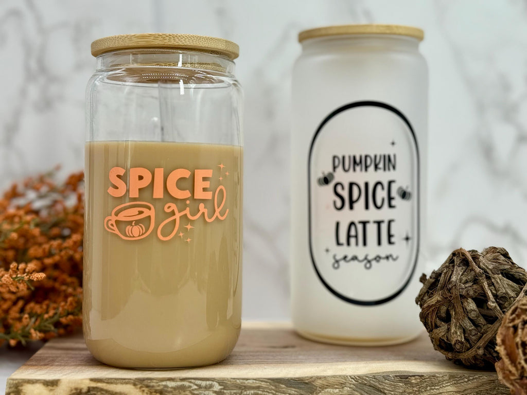 Pumpkin Spice Coffee Can Glass - Fall Can Glass - Personalized Thanksgiving Iced Coffee Can Glass - Holiday Gifts - Personalized Gifts