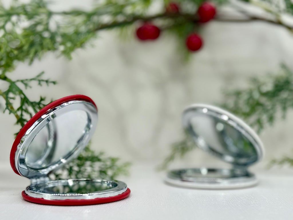 Personalized Compact Mirror, Custom Engraved Stocking Stuffer for Her, Christmas Gift for Women, Purse Mirror for Holiday or Travel