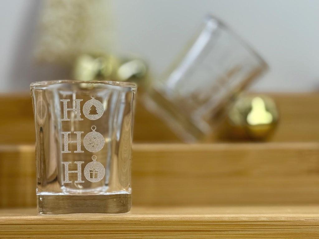 Personalized Christmas Shot Glasses, Engraved Holiday Party Favors, Custom Gifts for Friends, Stocking Stuffers or White Elephant Gift